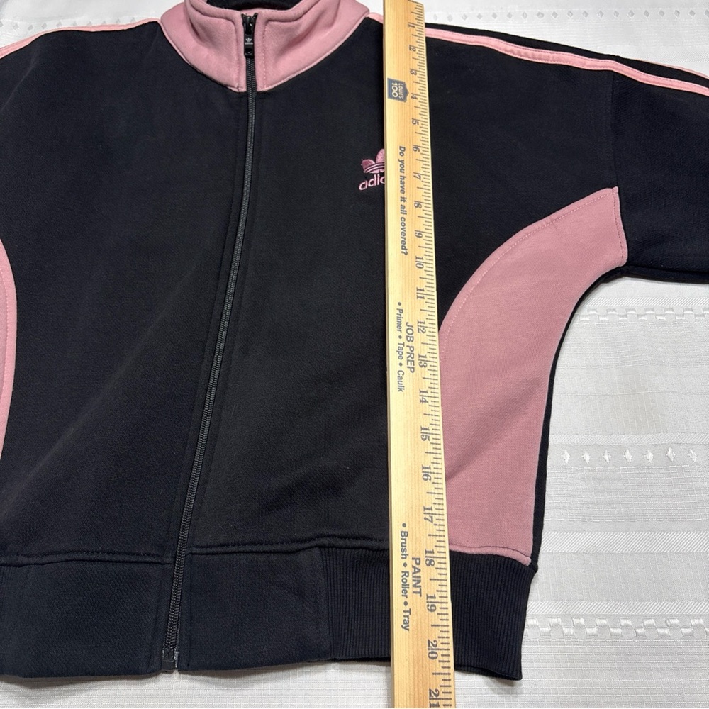 Adidas Womens Black / Mauve Zip Up Jacket/ Sweatshirt -Sz XL - Picture 3 of 6